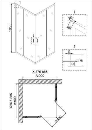 Душевой уголок Niagara Nova NG-6808-08 BLACK 90х90